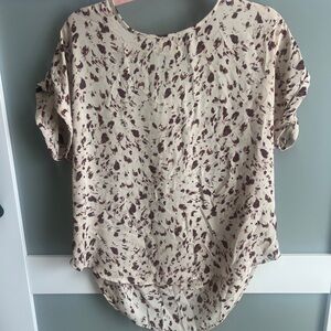 Floral Print Cream and Brown Women's Top